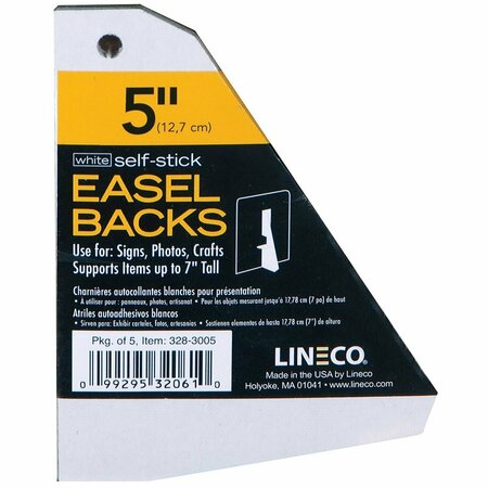 LINECO Self-Stick Chipboard Easel Backs-White Single-Wing 5 in., 5PK 3283005